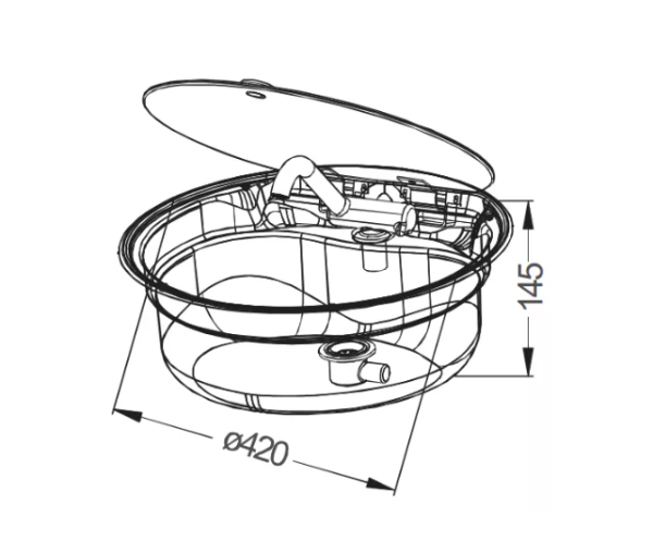 Раковина с крышкой GR-570 круглая 420x420мм со смесителем и сливом